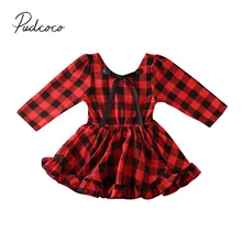 Г. Весенне-осенняя одежда для малышей Рождественский плед для маленьких девочек, Повседневные Вечерние комбинезоны, платье Рождественский бант, одежда От 6 месяцев до 5 лет