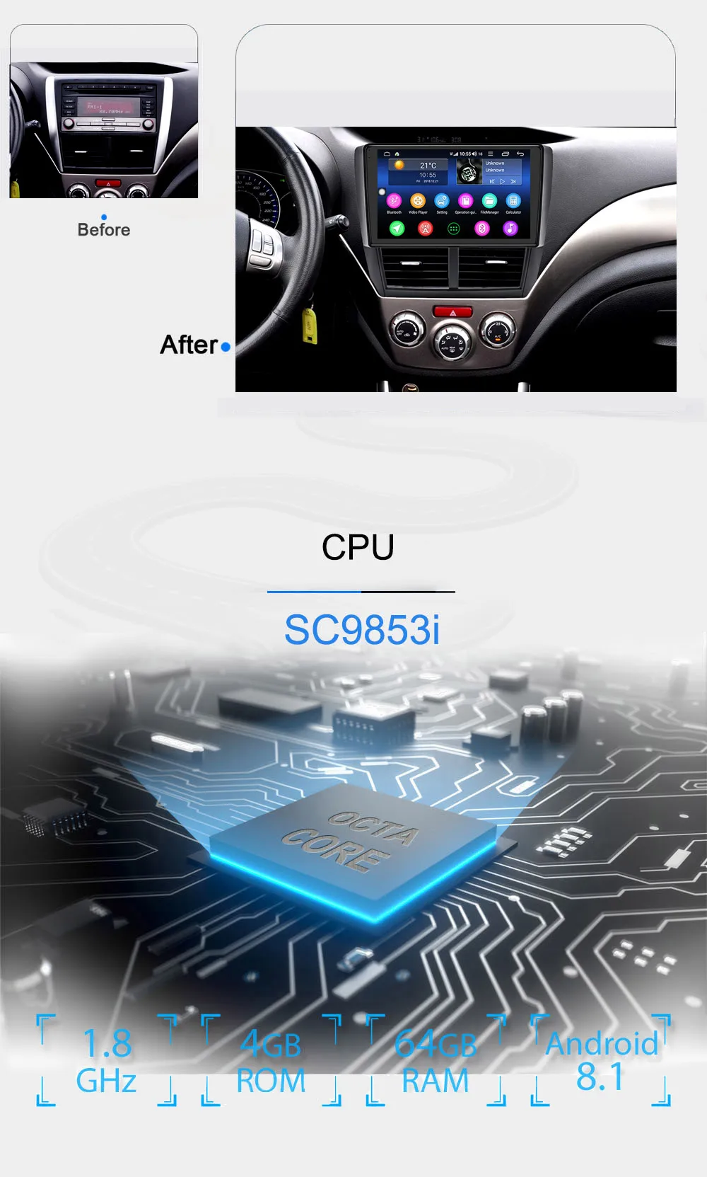 ARKRIGHT 9 ''1 Din 4+ 64 ГБ Android Мультимедиа Видео автомобильный радиоприемник проигрыватель gps для Subaru Forester 2008-2012 4G/беспроводной Carplay/DSP