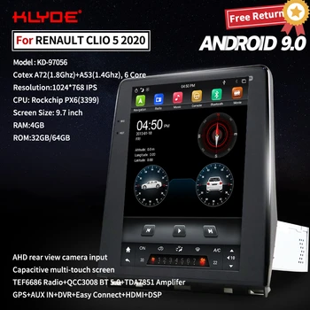 

Klyde Car Radio Recorder For RENAULT CLIO 5 2020 Multimedia Player Video Android 9 GPS Navigation Tesla Style Screen Carplay