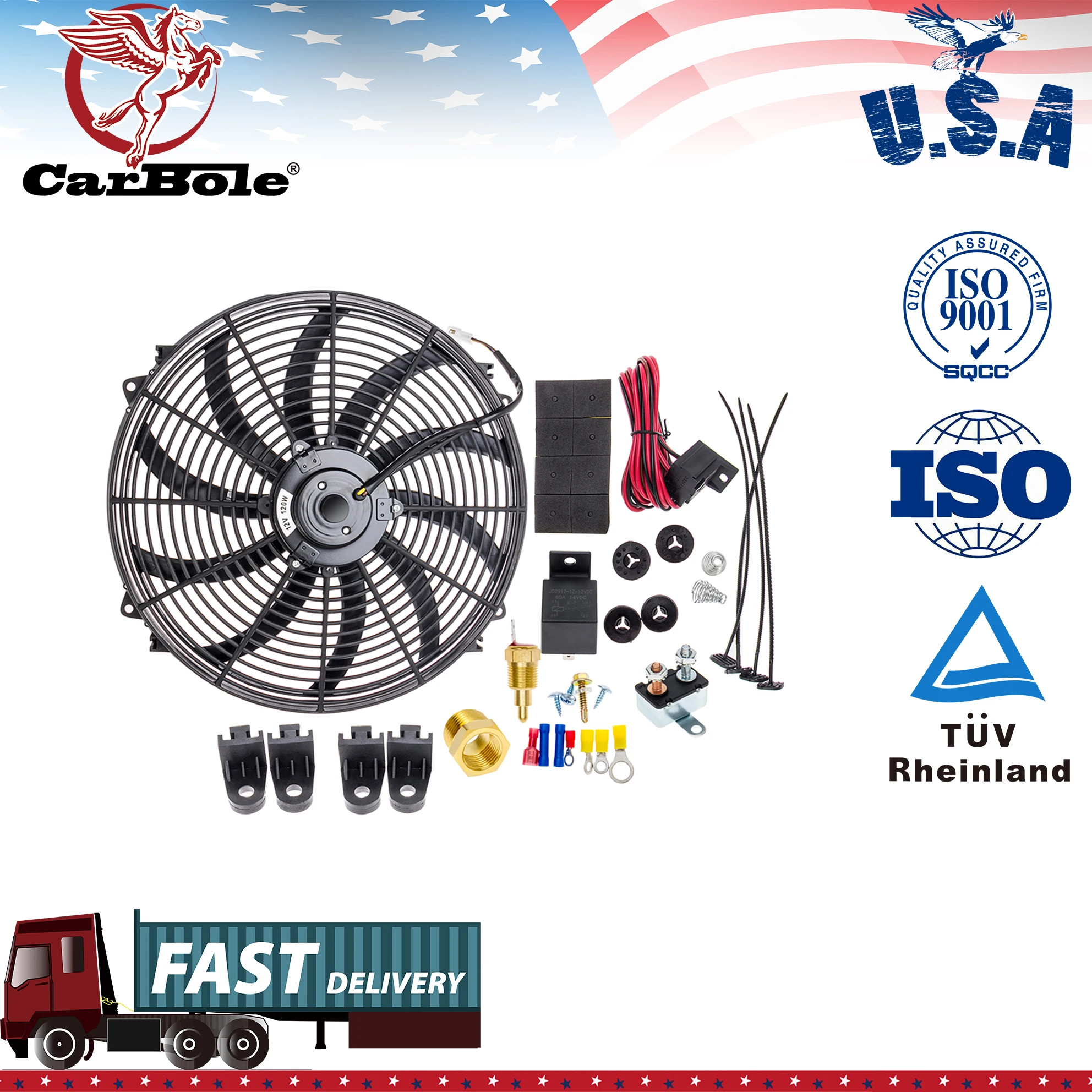 Same day shipping 16" INCH ELECTRIC RADIATOR COOLING FAN 120W 3000CFM