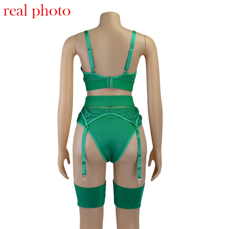 plus size underwear sets Ellolace Lingerie Sexy Bra Women's Underwear Set Lace Bandage Lingerie Set Sexy Push up Lenceria 3 Piece Set Erotic Lingerie bra sets