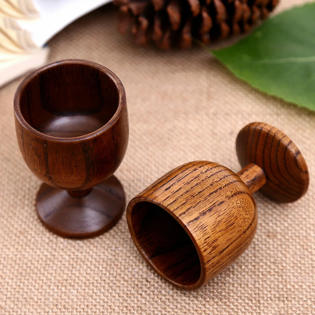 Wood Wooden Goblet Red Wine Cup Handmade Tea Cup Wedding Party Favor 7cm
