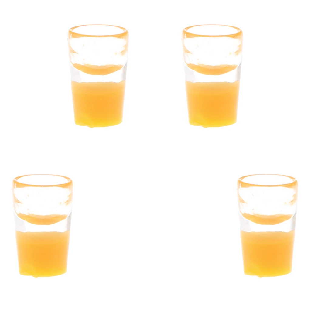 1/12th Dollhouse Miniature 4pcs Cups of Orange Juice Dining Table Decoration