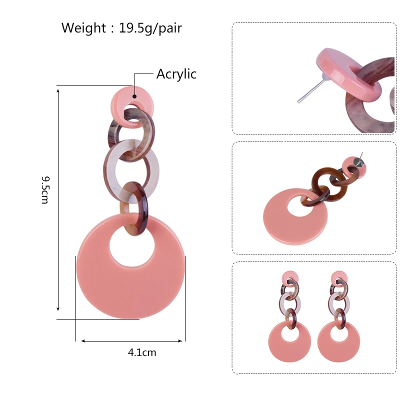 Trendy Dangle Fashion Acrylic Earrings Statement Women Big Round Geometric Resin Dangling Earring Bohemian Jewelry Black Brincos (6)