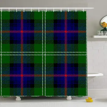 

Shower Curtain Set with Hooks 66x72 Cloth Clan Traditional Blue Sutherland Scottish Tartan Plaid Textures Thread Scotland Retro