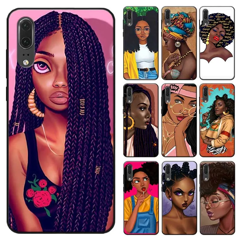 For huawei mate 30 pro p20 p30 20 lite Soft silicone Cover Phone Case Black Afro Girl | Мобильные телефоны и аксессуары
