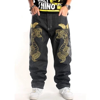 

Plus size beautiful pants hip-hop jeans tide male embroidery flower loose skateboard pants plus size fashion jeans streetwear