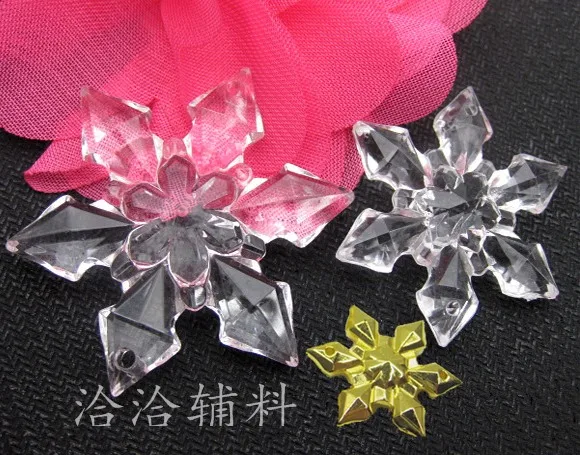 

Transparent gold and silver snowflake DIY charm Christmas accessories 28-65mm six-petal acrylic crystal snowflake