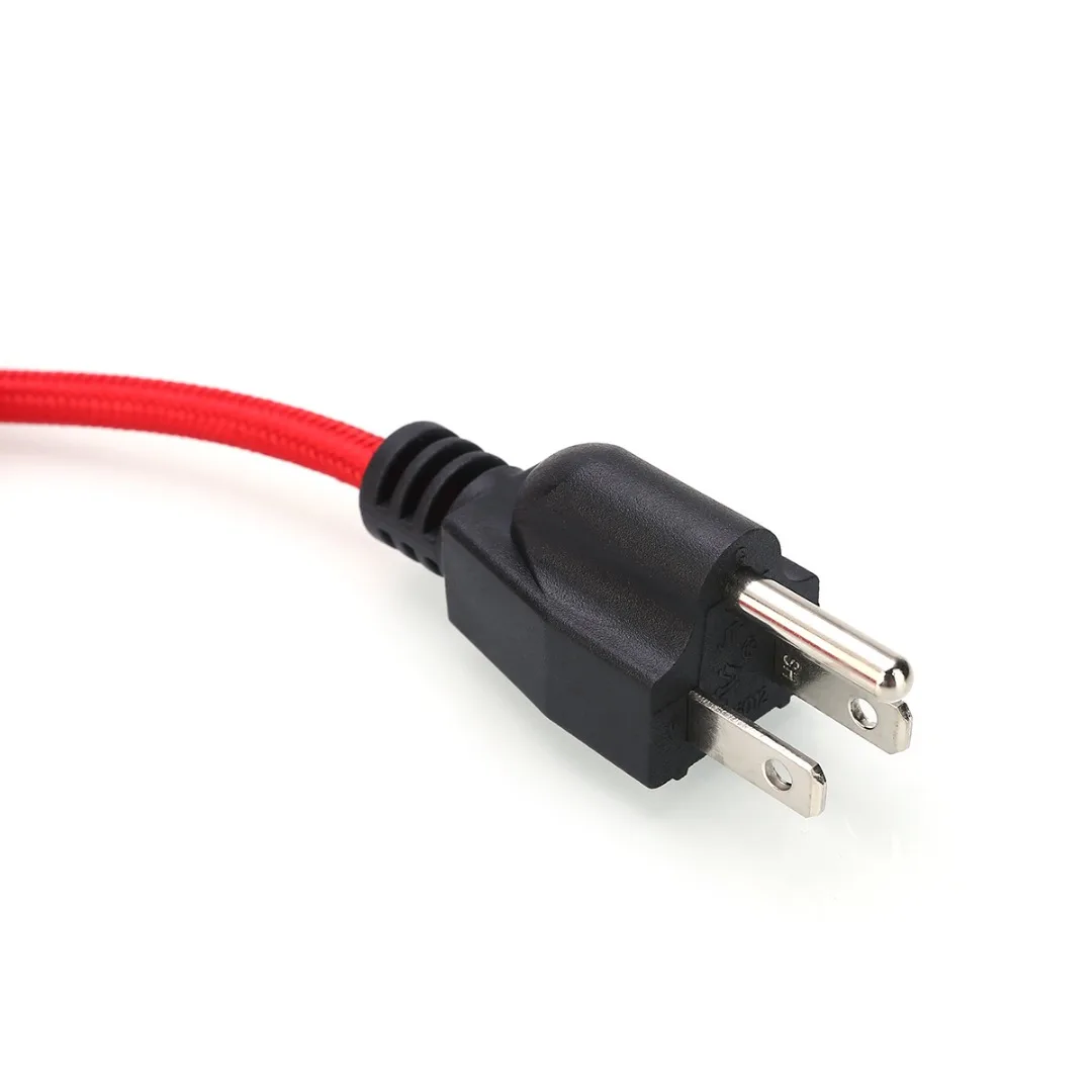 US Plug Cord with E26/E27 Lamp Holder Light Socket On/Off Button Switch Pendant Bulb Holder 5 feet 1.5m Red