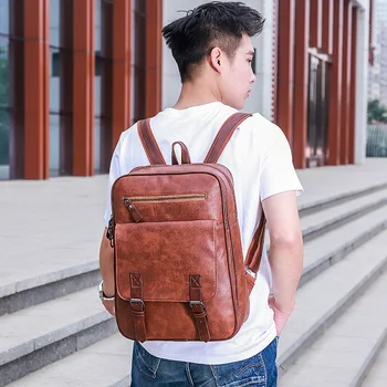 

2020 new pu shoulder computer bag men trendy fashion men business outdoor backpack school bag
