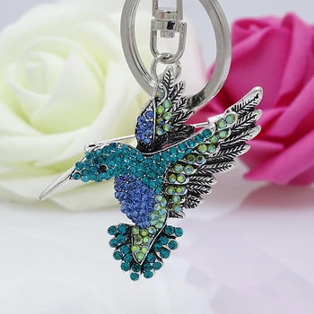 

XDPQQ Fashion Animal Keychain Czech Color Rhinestone Cute Hummingbird Key chain Multi-function Clothing Accessories Couple Gift