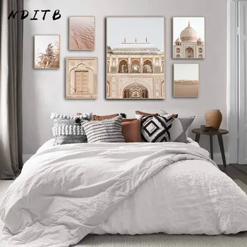 

Islamic Canvas Painting Plant Leaf Beach Wall Art Print Architecture Picture Nordic Travel Landscape Vintage Poster Home Decor