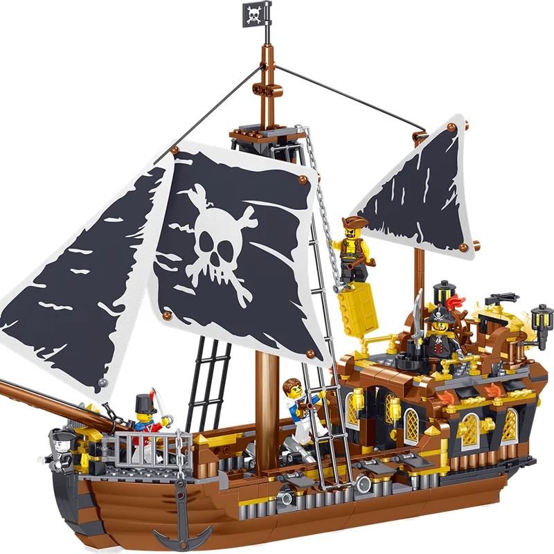 Новая модель QL1800 Pieares Pirate kingdom god of wind совместимая лодка строительные блоки