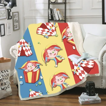 

Clown Sherpa Blanket Fashion Amusement Park Weighted Blanket Colorful Home Blanket For Kids Blanket Picnic Cartoon Throw Blanket