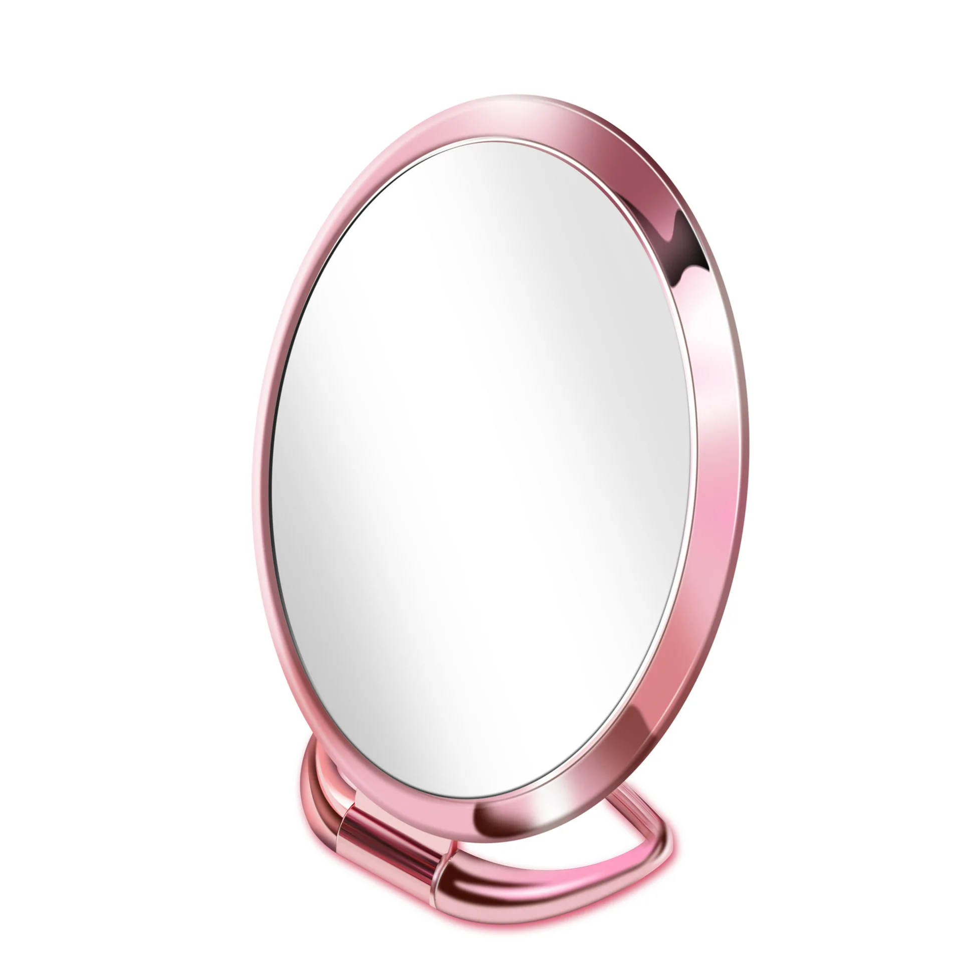 Зеркало настольное косметическое pучное зеркало для макияжа женское складное зеркало двойные боковые карманные зеркало складное для макияжа складные настольные стоящее зеркало для макияжа увеличительное зеркало трюмо - Цвет: Pink Oval