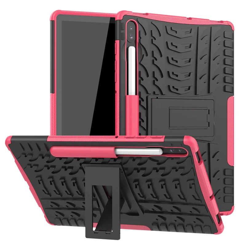 Rugged Hybrid Stand Case For Samsung Galaxy Tab S6 10.5 SM-T865 SM-T860 T860 T865 Shockprrof Tablet Shell 10.5Inch For Kids - Цвет: Розово-красный