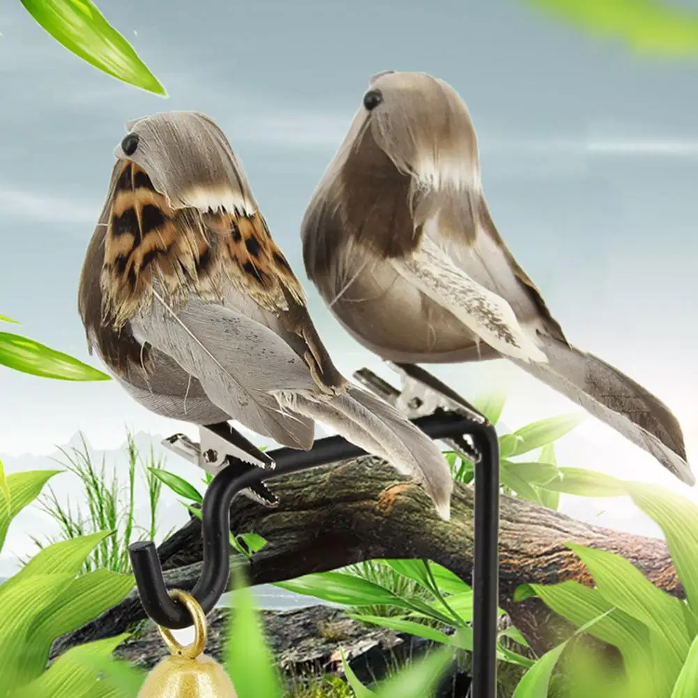 

12Pcs Vivid Artificial Animal Bird Sparrow with Clip Home Garden Tree Ornament