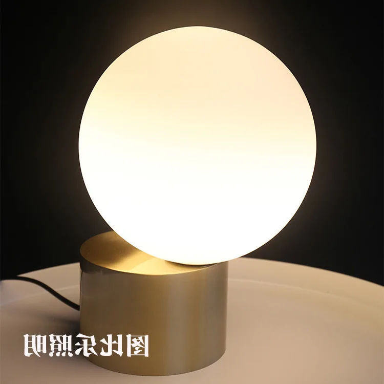 Modern Led Glass Ball Table Lamp Night Lighting Living Room Bed Head Simple Post Nordic Metal lustre | Освещение