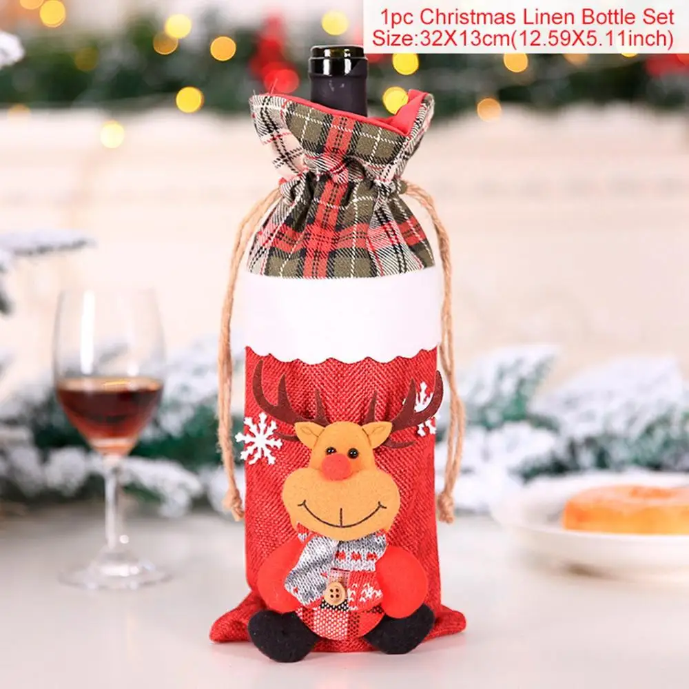 Huiran Санта Клаус Снеговик Рождество винная бутылка крышка рождественские украшения для дома Рождество Navidad Noel подарки год - Цвет: Red deer