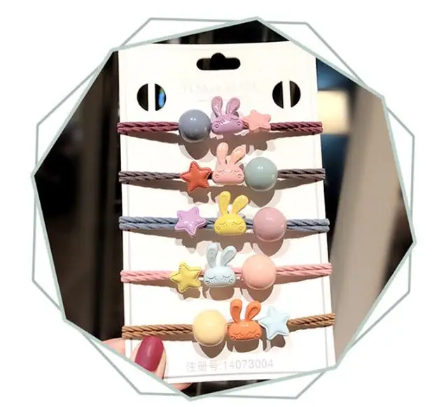 US $148.00 200pcslot DIY Simple Multi Acrylic Bunny Balls Rubber Bands Elasticity Pentagram Hair Bands Styling Tools Accessories HA1509