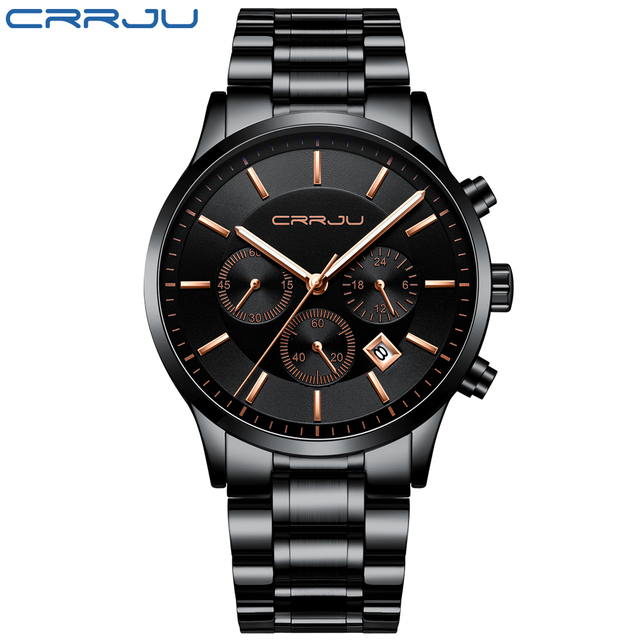 New Fashion Men Watch Classic Business Multifunction Chronograph Quartz Wristwatch Casual Waterproof Stainless Steel Clock