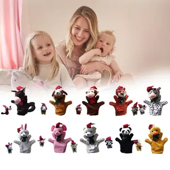 

Cute 2pcs Christmas Animal Hand Glove Puppet Finger Plush Parent-Child Kids Toys Fun Storyline Plot Increase Imagination