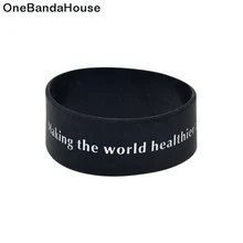OBH 25 шт. Один Дюйм Широкий гравированный делает мир более здоровым и счастливым силиконовый браслет
