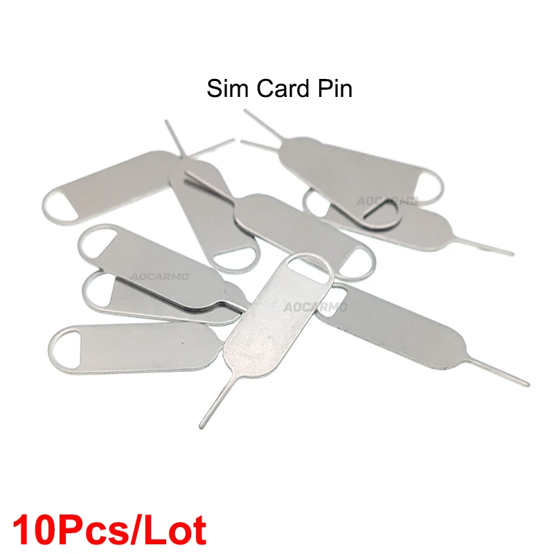 Aocarmo 10Pcs For Universal Mobile Phone Sim Card Tray Open Pin Needle Key Tool For iPhone For Huawei For OnePlus