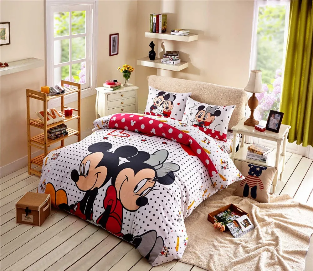 Disney-pink-minnie-mouse-bedding-set-TWIN-size-comforer-set-4pcs-for-girls-bedroom-decor-cotton