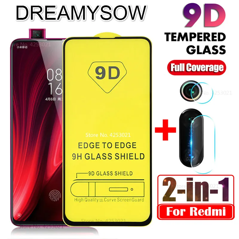 

2 in 1 9D Tempered Glass For Xiaomi Mi 9T CC9E 9 8 A3 Lite Redmi K20 Note 7 6 5 Pro 7A Screen Protector Camera Lens Film Cover
