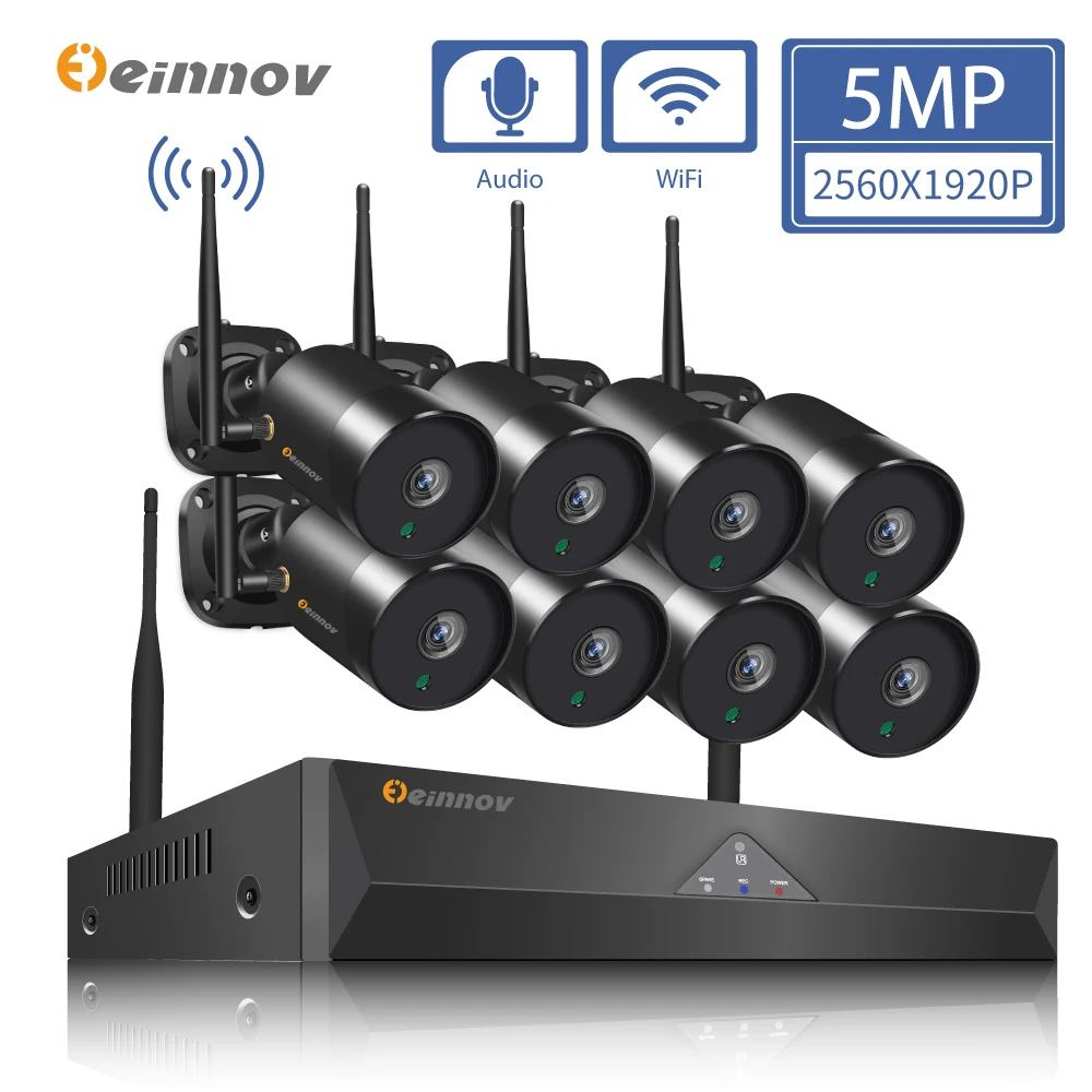 US $264.87 Einnov Outdoor Video Surveillance Kit CCTV Camera Wireless Security System Wifi 5MP 8CH NVR Set Night Vision HD Remote Control