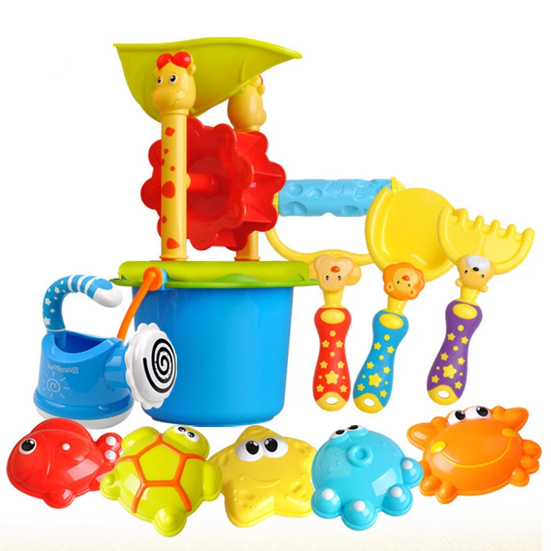 11pcs Baby Beach Sand Play Toys SandBox Set Kit Sea Sand Bucket Rake Hourglass Shovel mold Water Toys for Children Gift