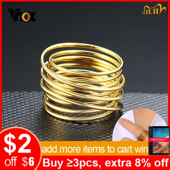 

Vnox Chic Women Chevron Ring Gold Tone Stainless Steel Line Ring Candid Female Lady Finger Accessory Elegant Party Jewelry