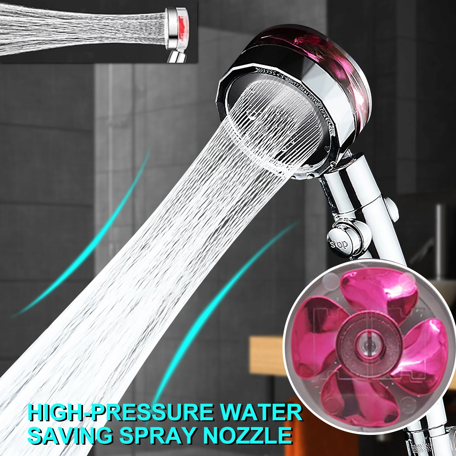 Bathroom Shower Head Water Saving Spray Nozzle Spa 360 Degrees Rotating  With Small Fan Rainfall Spiral Pressurized Shower Head|Shower Heads| -  AliExpress