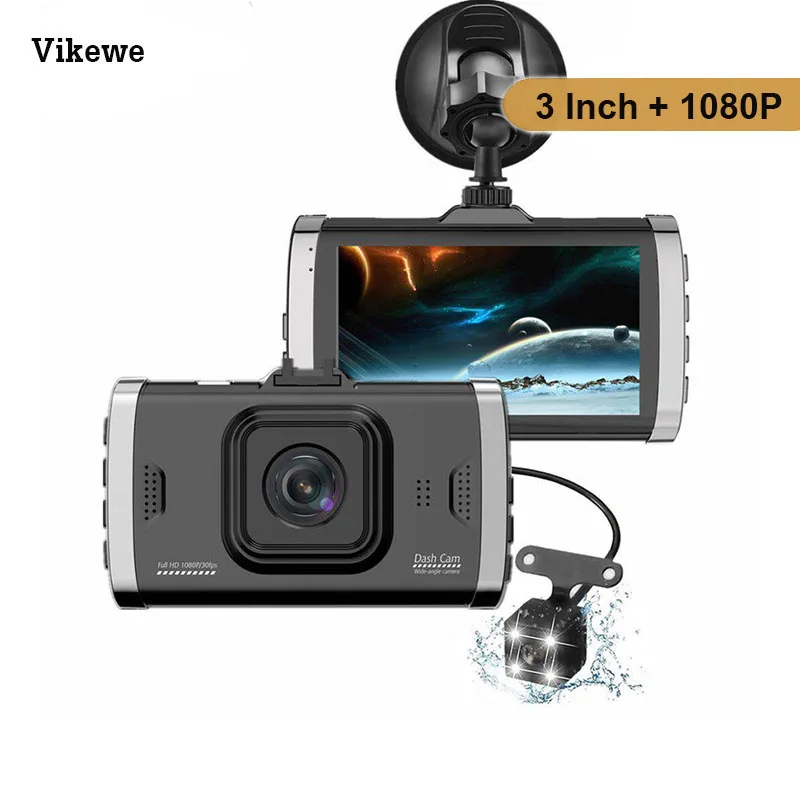 Видеорегистратор Vikewe 3 0 дюймов с двумя объективами FULL HD 1080P зеркало заднего вида