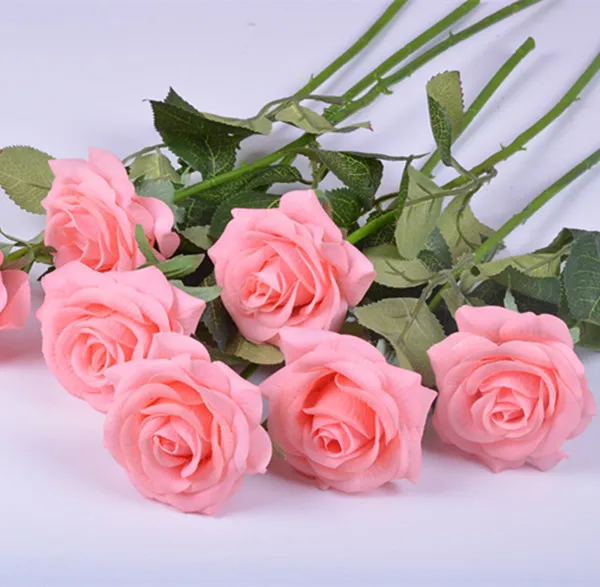 10 шт./партия, искусственные цветы, увлажняющие на ощупь розы, искусственные цветы, украшение, рукоделие, венок, искусственный цветок - Цвет: 10PCS Pink Champagne