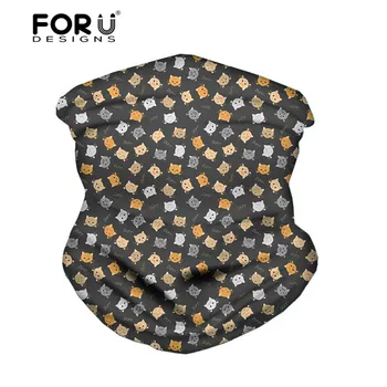 

FORUDESIGNS Bandana Scarf Women Cute Cartoon Animal Cat Pattern Men Outdoor Wind Dust Protection Scarves Breathable Neck Scarf