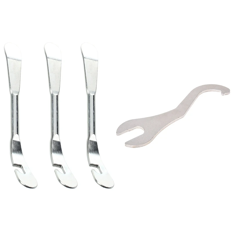 3 Pcs Metal Bicycle Bike Tire Tyre Lever Remover Repair Tool 12Cm & 1Pcs Bike Lock Ring Remover Repair Wrench Tool