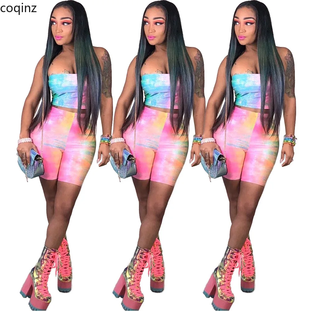 

Plus Size 2019 Two Piece Set Neon Crop Top and Shorts Set Women 2 Piece Set Matching Sets Club Outfits Conjuntos De Mujer GL6057