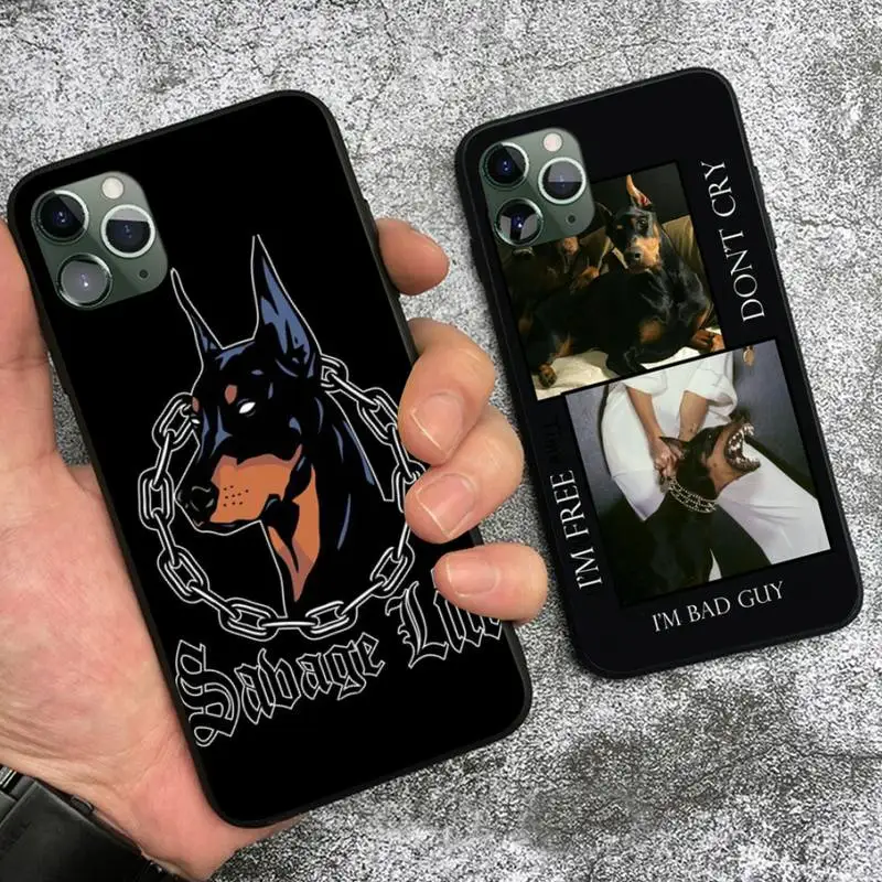 

Doberman Cool Dog Phone Fundas Coque for IPhone 11 12 Pro Max Case XR XS 7 8 Plus Cover Accessories