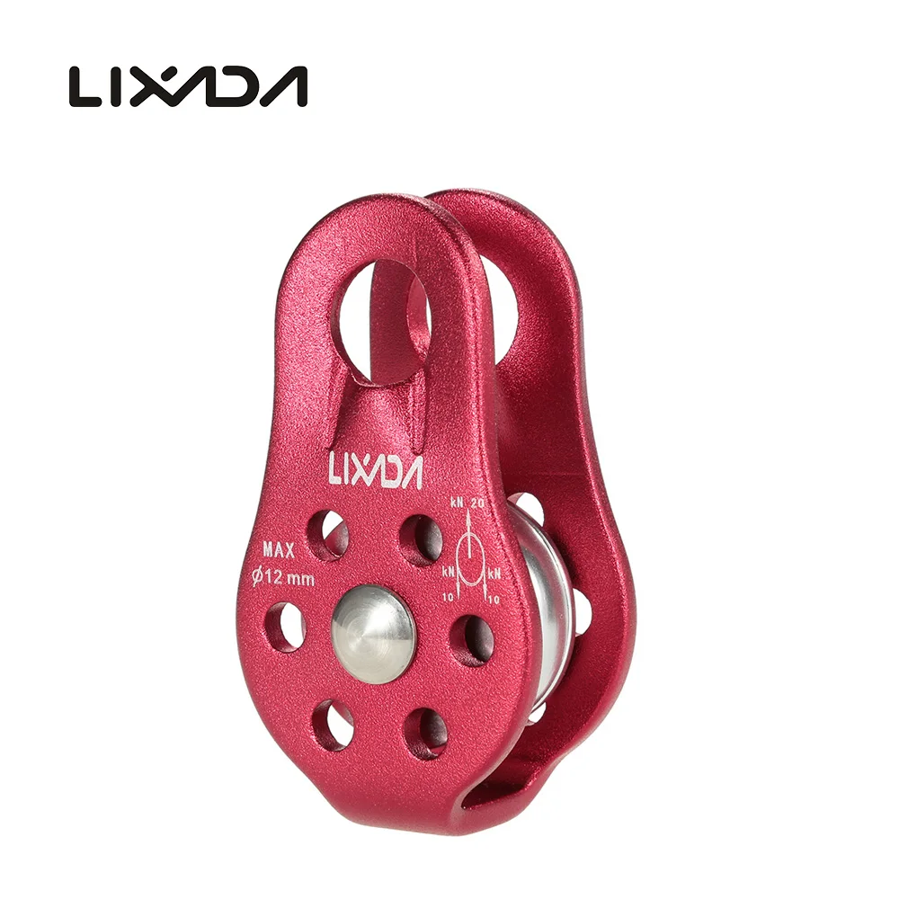 Красный Lixada 20KN фиксированное зубчатое скальное крепление для альпинизма фиксированный одиночный шкив скалолазание спасение высокая высота перевозки одиночный шкив - Цвет: Красный