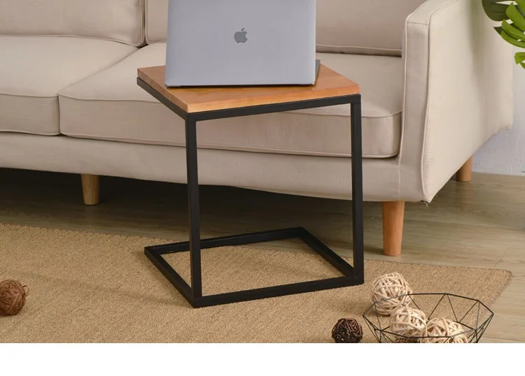 Маленький столик в скандинавском стиле из кованого железа, квадратный столик для гостиной, столик из твердой древесины, журнальный столик