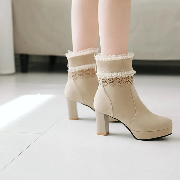 

Big Size 9 10 11 12 boots women shoes ankle boots for women ladies boots shoes woman winter Solid color round head square heel