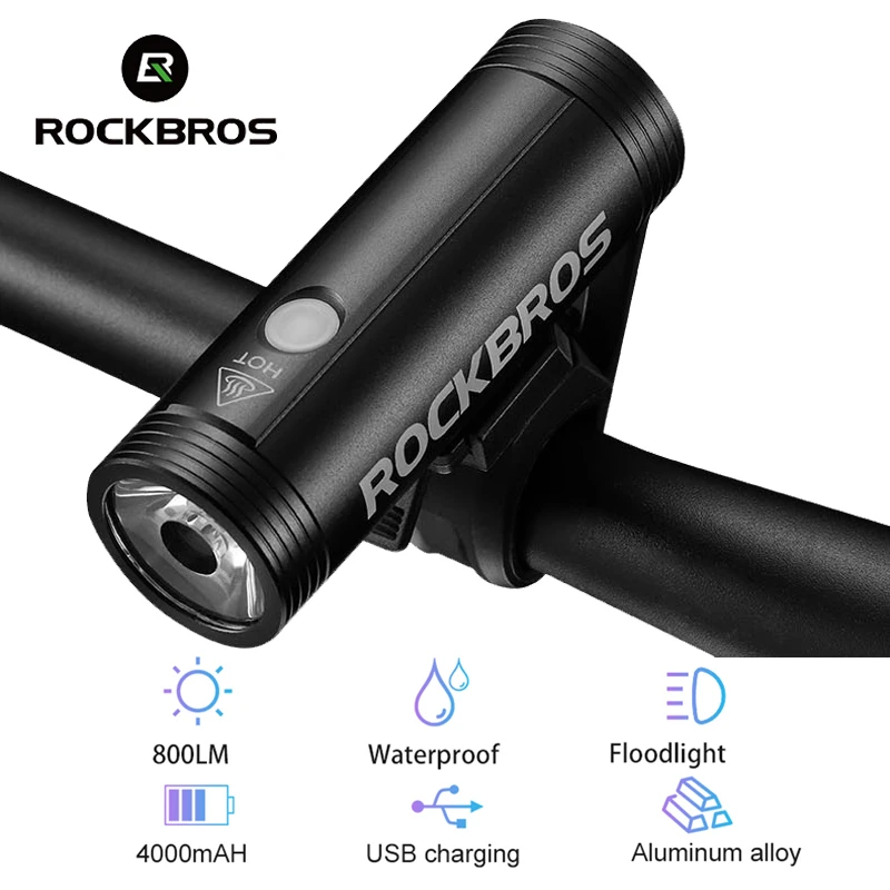 ROCKBROS Bike Light 400Lumens Black Head Front Light USB Rechargeable LED