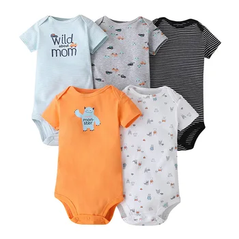 

Newborn Baby Boy Clothes 0 3 Months Summer O-Neck Cartoon Romper 5Pcs Set Fashion