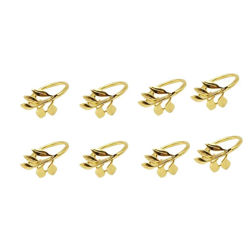 

8 Pcs Leaf Napkin Buckle Napkin Ring Napkin Ring, Used for Wedding, Festival, Banquet, Daily Party Decoration-Glod
