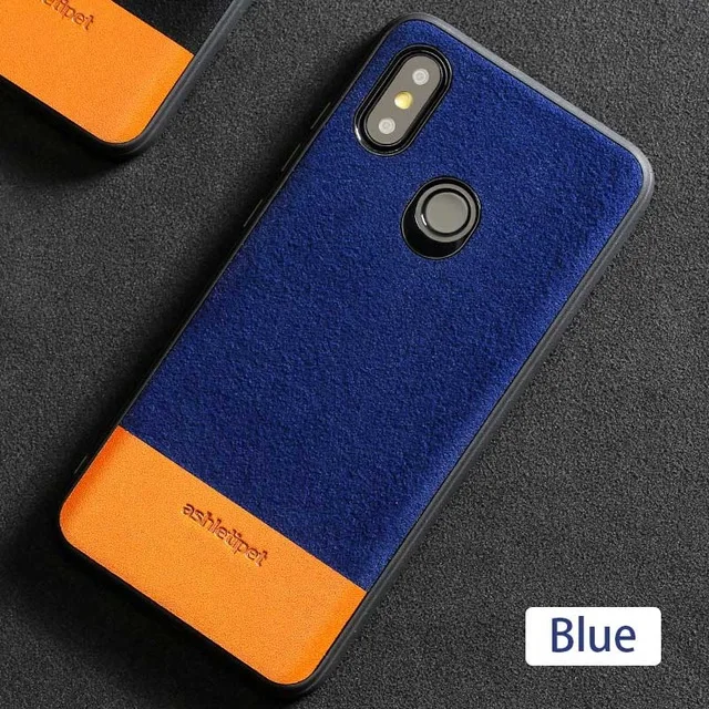 Синий Для Xiao mi Red mi Note 5 Чехол note5 Натуральная кожа задняя крышка силиконовый замшевый прошитый чехол coque для Xiaomi mi 6 8 8SE - Цвет: Синий