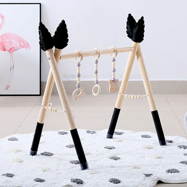 1Set Nordic Style Baby Gym Play Nursery Sensory Ring-pull Toy Wooden Frame Infant Room Toddler Clothes Rack Gift Kids Room Decor 3