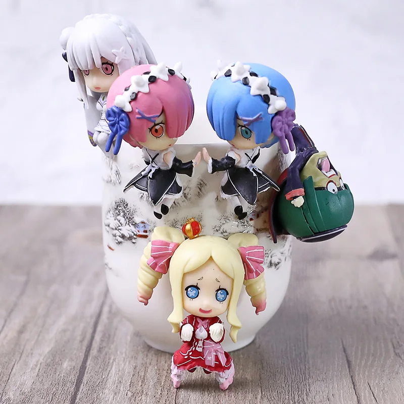 Re:Zero Kara Hajimeru Isekai Seikatsu Emilia Ram Rem beатрис ПВХ Фигурки Putittio игрушки куклы 5 шт./компл. |
