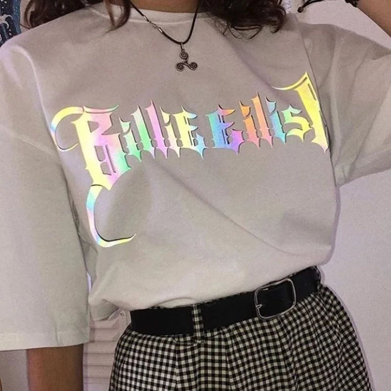 Новая женская футболка Harajuku Billie Eilish с принтом топы коротким рукавом и футболки